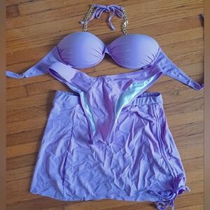 Purple Bikini Set with Skirt From Shein